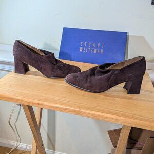 Stuart Weitzman brown suede low heels
